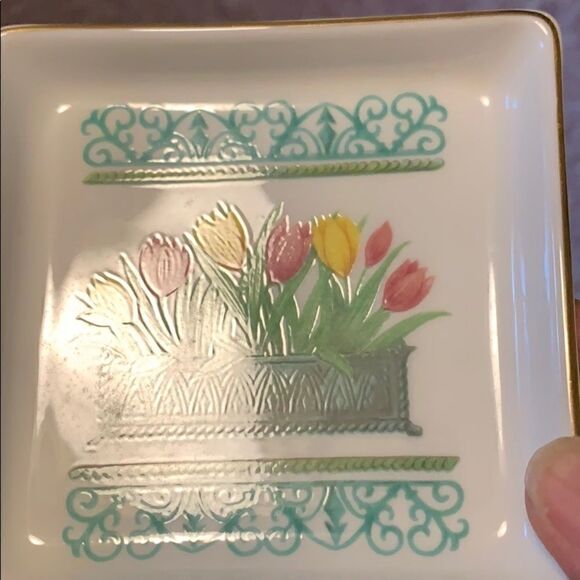 Vintage Aynsley Victorian Garden Square Fine Bone China  Trinket Dish - Picture 7 of 7